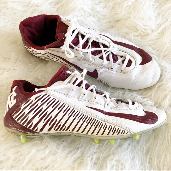 maroon and white football cleats